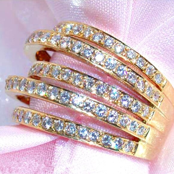 🥰Trendy Zircon Multi Layer Stackable Luxury Ring for Women, INDN8039 - Picture 6 of 7